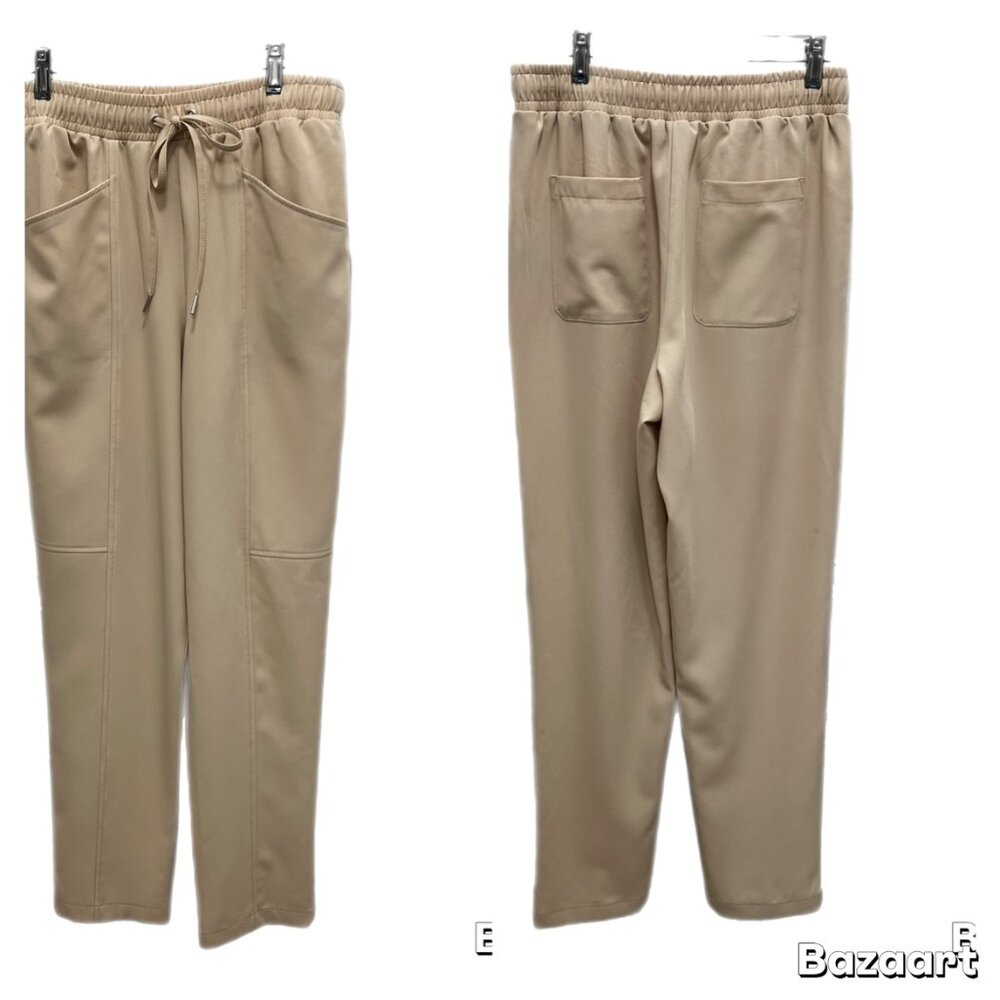7 For All Mankind Women's Beige Drawstring Pants with Pockets - Size Small